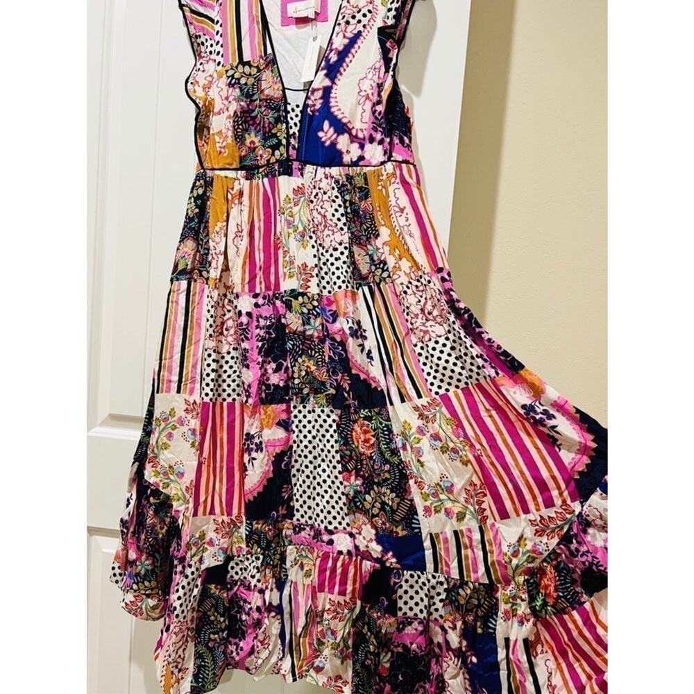 NWT❤️Anthropologie Ruffled Patchwork Midi Dress sz6 - Picture 2 of 9